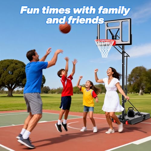 40-Inch Adjustable Basketball Hoop with Impact Backboard, Portable & Height-Adjustable
