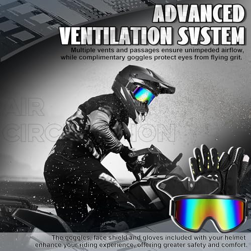 Black Medium Full Face Dirt Bike Helmet DOT Certified ATV Kit with Goggles Gloves & Mask