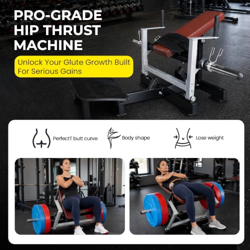 HULKFIT Hip Thrust Machine for Glute Building, Plate-Loaded Home Gym Equipment