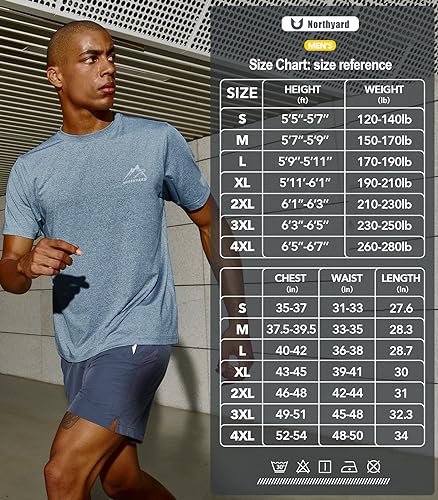 Men's Quick Dry Workout Running Shirt - Large Blue Heather