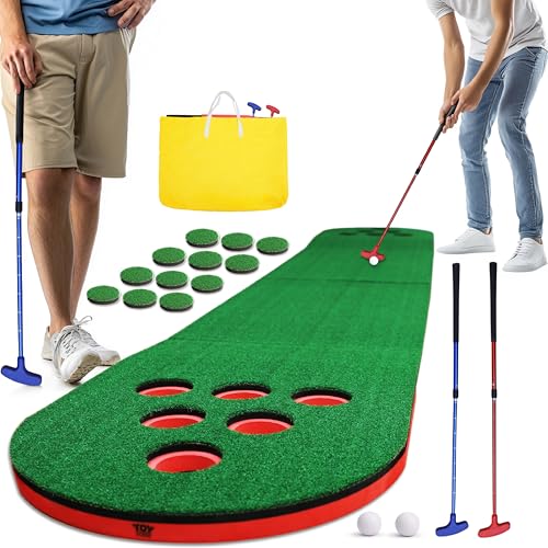 Indoor/Outdoor Mini Golf Putting Set with 2 Putters and 10ft Practice Green