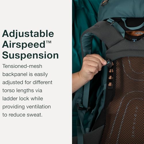 Osprey Renn 65L Women's Hiking Backpack Blue Cascade/Melon Orange - Adjustable Fit, Raincover