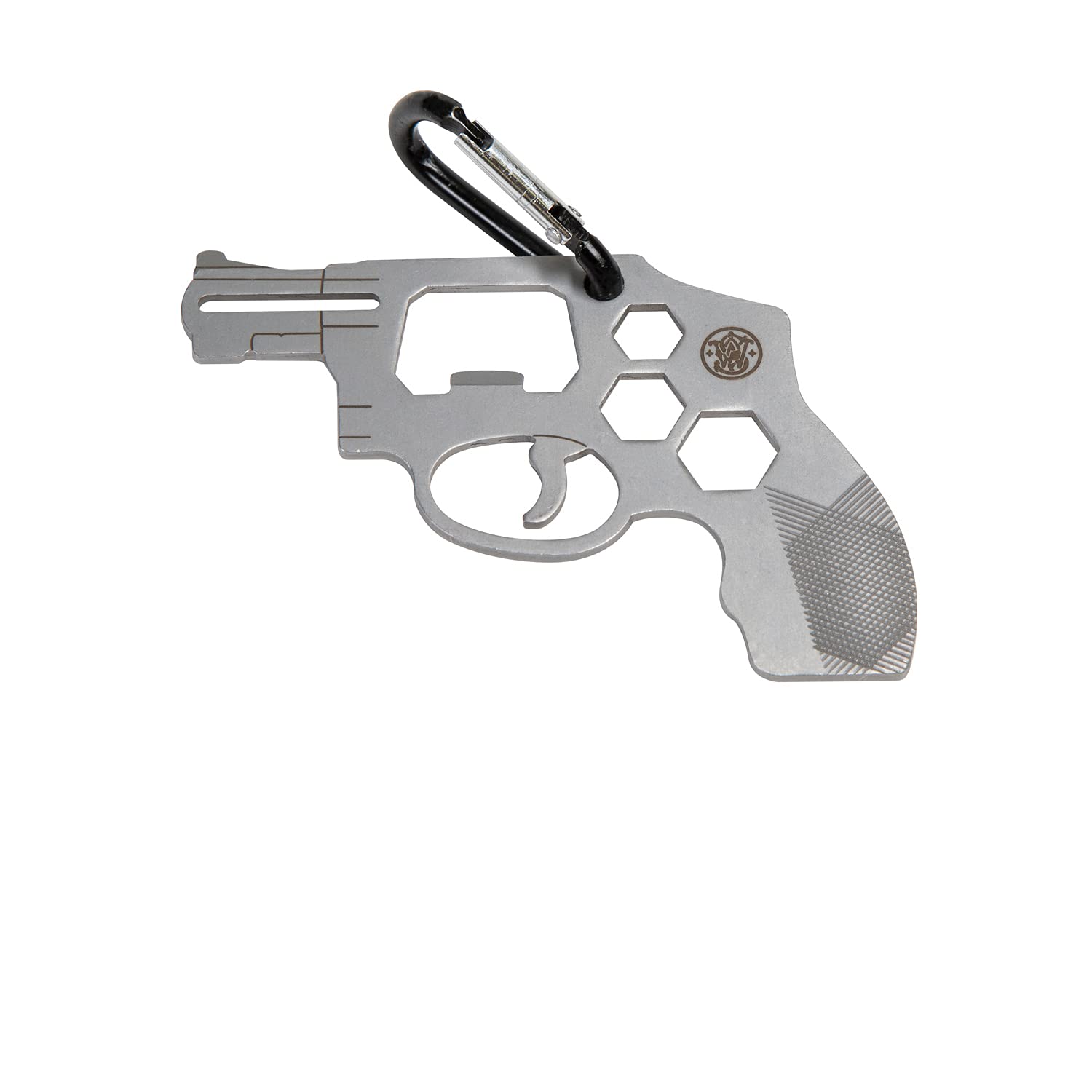 S&W Revolver Novelty Multi-Tool Carabiner with Durable, Compact Stainless Steel Construction for Tactical, Gunsmithing and EDC