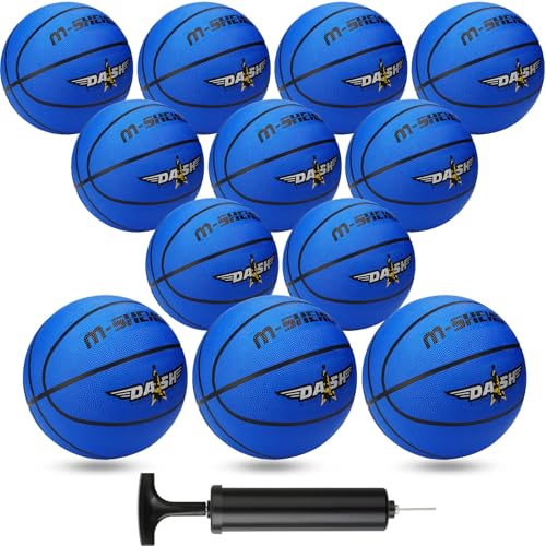 12 Pack Official Size 29.5-Inch Rubber Basketballs with Pump - Indoor & Outdoor Play