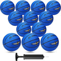 12 Pack Official Size 29.5-Inch Rubber Basketballs with Pump - Indoor & Outdoor Play