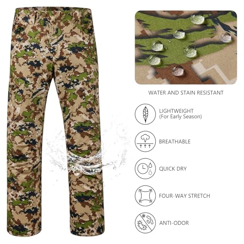 Men's Lightweight Hunting Pants with 4-Way Stretch Water-Resistant Breathable - Highland 32W x 32L