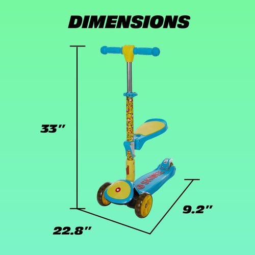 SKIDEE Kick Scooter for Kids 3-5 Foldable 3 Wheel Scooter with Lean-to-Steer, Adjustable Height, Removable Seat & LED Light Wheels Toddler Scooter for 3 to 12 Year Old Boys/Girls
