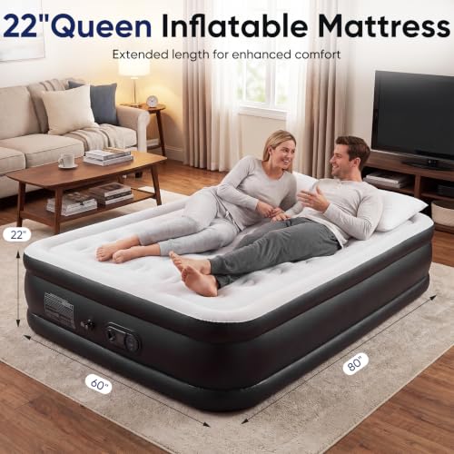 Sweetcrispy Queen Air Mattress, Inflatable Bed