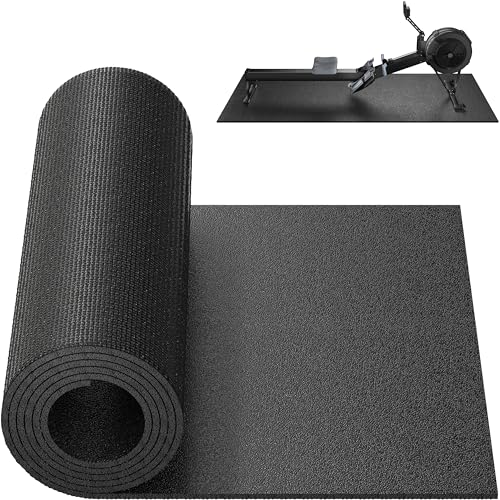 Crostice 30x102 Inch Black Bike Mat for Peloton & Exercise Bikes, 6mm Floor Protector