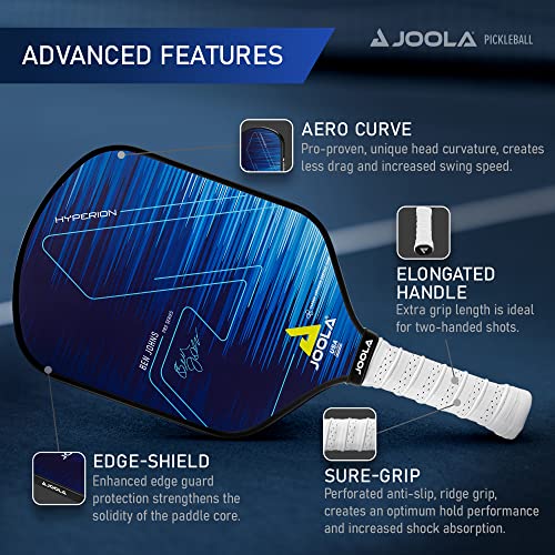 JOOLA Hyperion Blue Carbon Fiber Pickleball Paddle - Control & Power, USAP Approved, Aero Curve, Feel-Tec Grip, NFC Chip