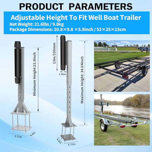 Adjustable Boat Trailer Guide-On with Rollers - Heavy Duty Side-Mount System