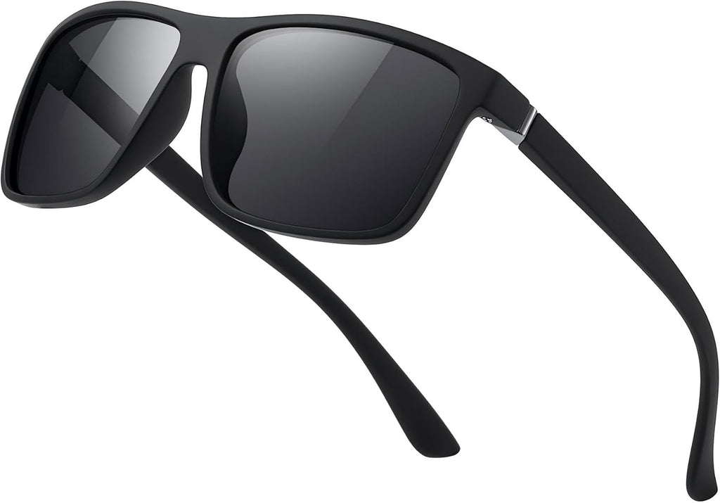 Skiennix Polarized Sunglasses - Black Retro Style for Men & Women | UV Protection for Driving & Fishing