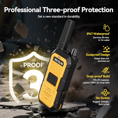 Retevis RB48A Waterproof Walkie Talkies Long Range 6-Pack - IP67 Durable Two-Way Radios