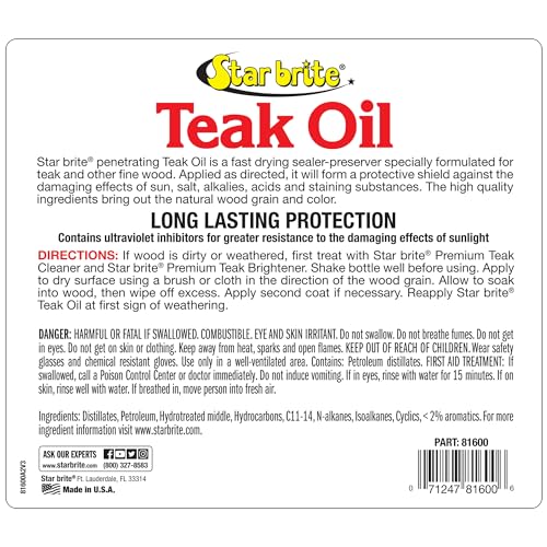 1 Gallon Teak Oil for Outdoor & Marine Wood Protection - UV-Resistant Sealant
