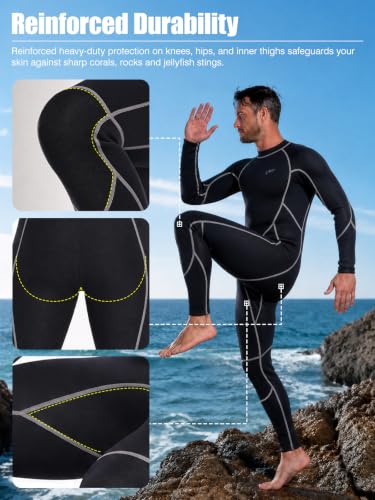 Men's 3mm Lightweight Wetsuit Full Body with Back Zip - Black, Medium