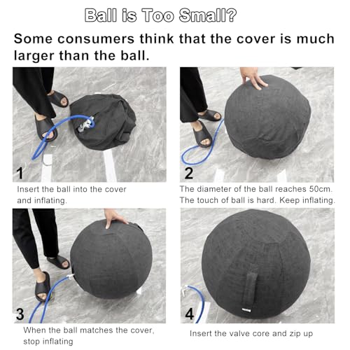Gray Exercise Ball Chair with Fabric Cover 25in for Home Office & Yoga