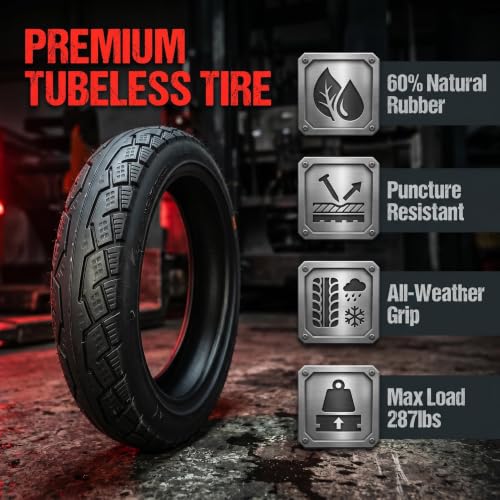 14x2.125 Tubeless Tire for Electric Scooters & E-Bikes - 60% Natural Rubber, Explosion-Proof, Angled Valve - Variation 1