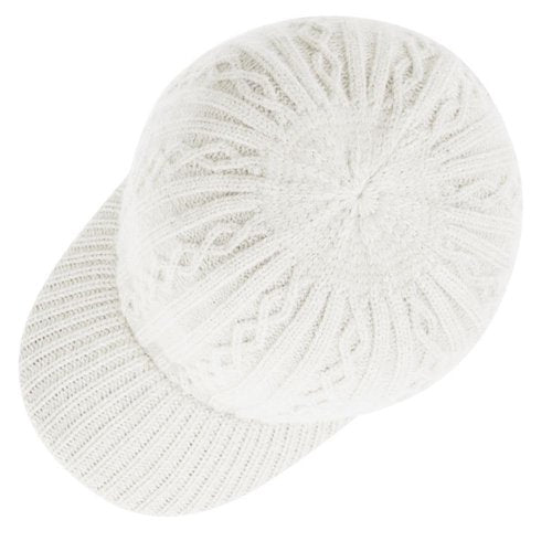 Knitted Baseball Cap for Winter, Wool-Blend Visor Beanie, Warm Outdoor Hat for Men and Women, Cold Weather Protection (US, Alpha, One Size, White)