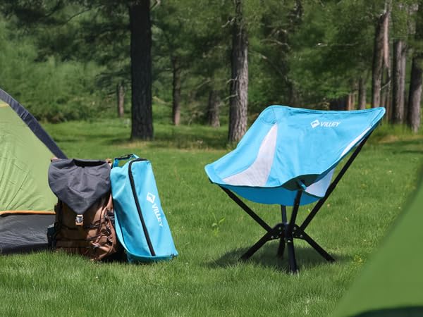 VILLEY Portable Folding Camping Chair - Lightweight Outdoor Seat, Blue, Variation 1