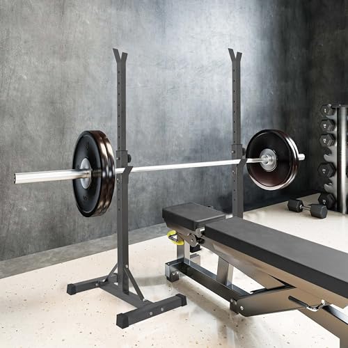 Unigift Adjustable Squat Rack - 550LBS Capacity, 40-66 Inch Steel Power Stand for Home Gym