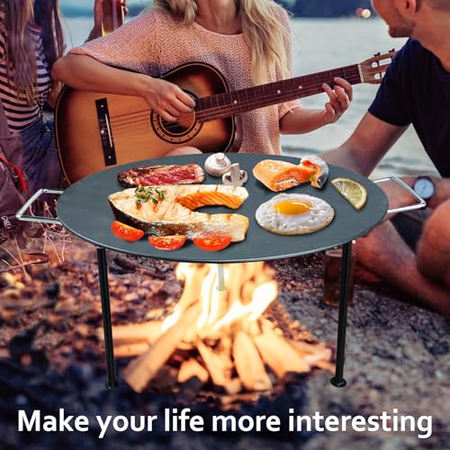 18-Inch Cast Iron Campfire Grill Pan with Carrier Bag - Outdoor & Indoor Use