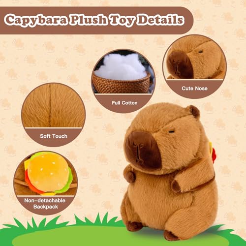 Funny Hamburger Backpack Capybara Golf Club Head Cover, Small Size Fits Hybird and Irons, Large Size Fits Standard 460cc Driver Head, Plush Animals Golf Headcover Gift for Men Women