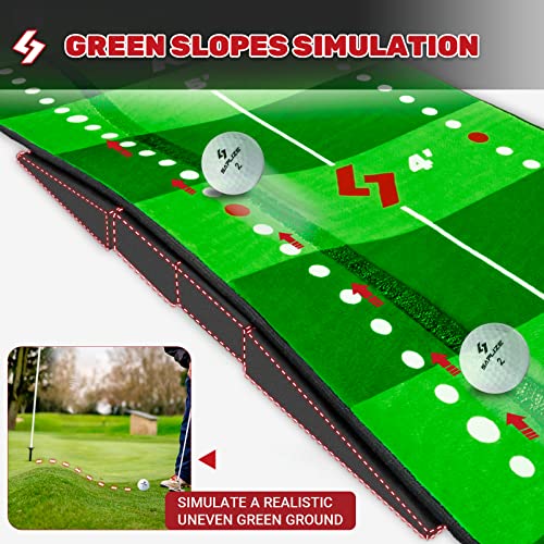 Golf Putting Mat 20" x 10' with Trajectory Tracing & Adjustable Slopes for Indoor & Outdoor Practice
