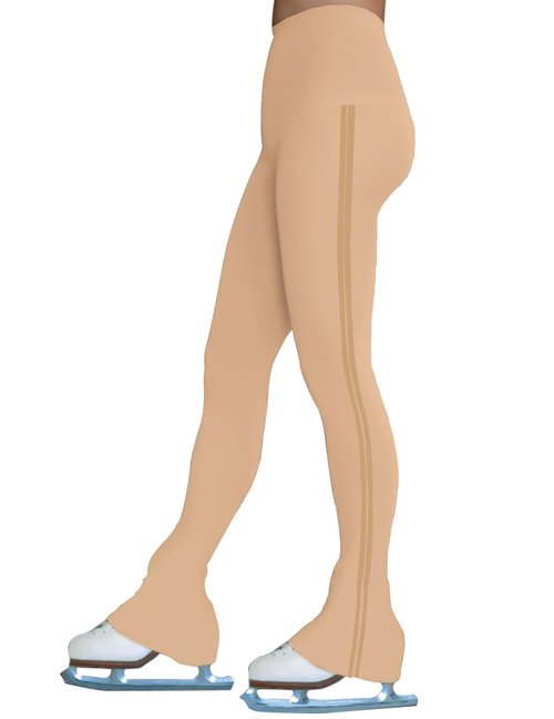 YYA Beige Figure Skating Pants High Waist Non-Stick Stretch Soft Practice Leggings for Girls Kids, 5-6 Years