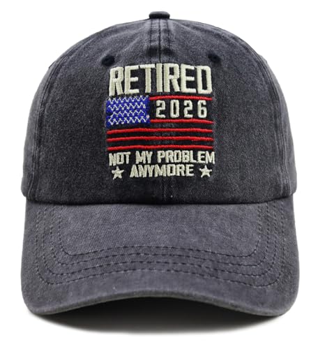 Retired 2026 Not My Problem Anymore Baseball Cap - Black, Adjustable Embroidered Denim Hat