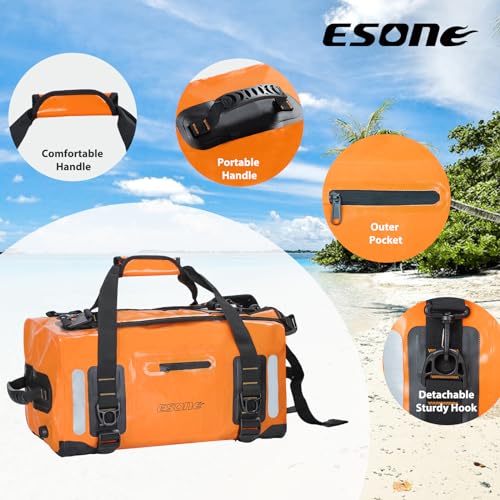 ESONE 60L Waterproof Dry Bag Backpack for Kayaking, Travel, Surfing – Orange