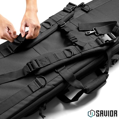 Savior Equipment Obsidian Black 42-Inch Double Rifle Case with Backpack Strap