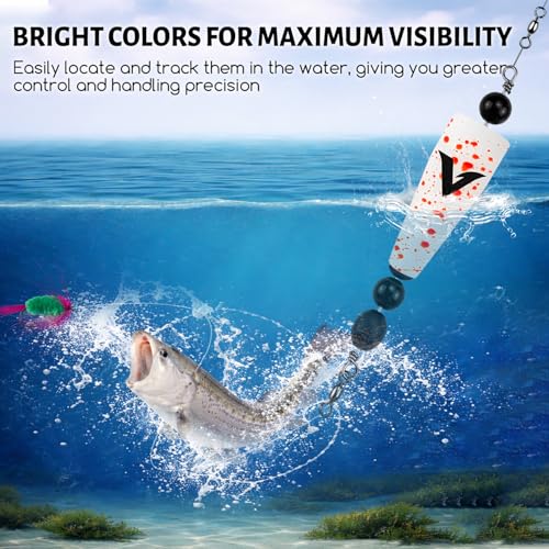 3-Inch Yellow with Black Splatter Pre-Rigged Saltwater Popping Cork with Steel Wire Leader - Rattling Beads for Redfish Trout Snook