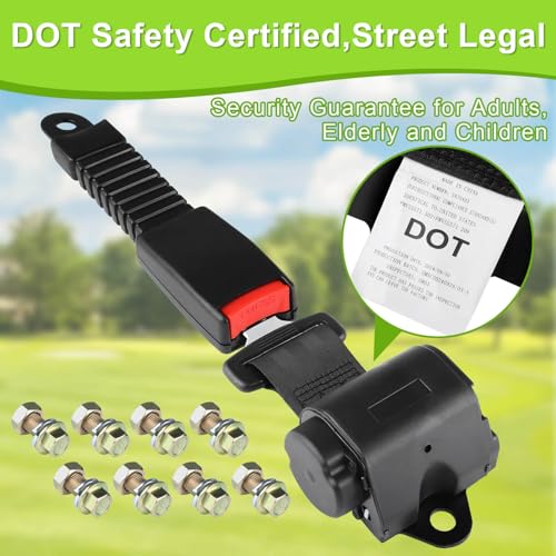 60 Inch Retractable DOT Golf Cart Seat Belts Kit for 4 Passenger EZGO Yamaha Club Car
