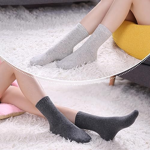 Women's Wool Socks Winter Warm Hiking Thick Cozy Crew Socks - Purple/Blue/Black/Gray - 5 Pairs