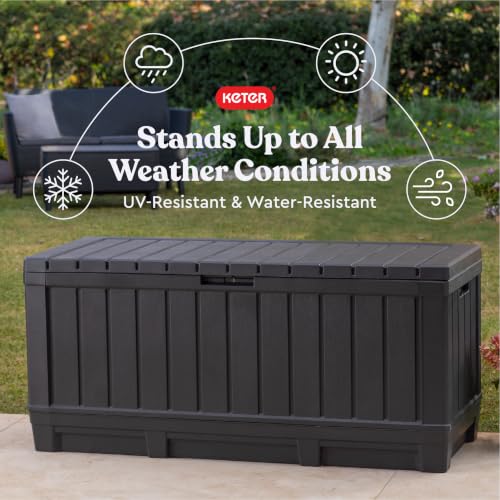 Keter Kentwood 92 Gal Outdoor Storage Box Dark Grey - Weatherproof Garden Bench