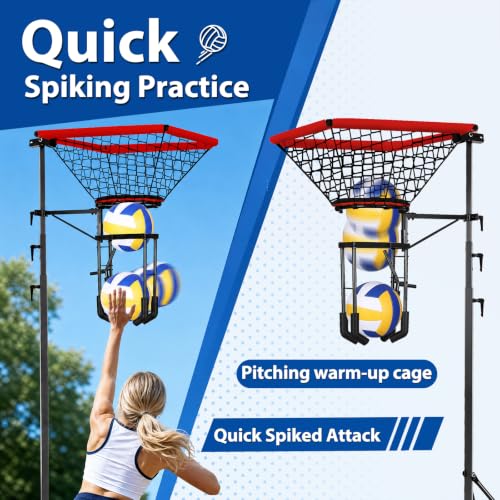 HVDI Volleyball Setter & Spike Trainer System 126" - Heavy Duty Training Aid with 88LB Sandbag Base & Dual Wheels