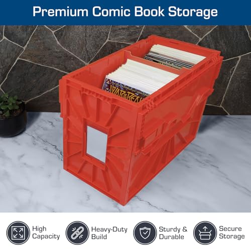 BCW Comic Book Storage Bin 150 Capacity Blue & Red 2-Pack Organizer