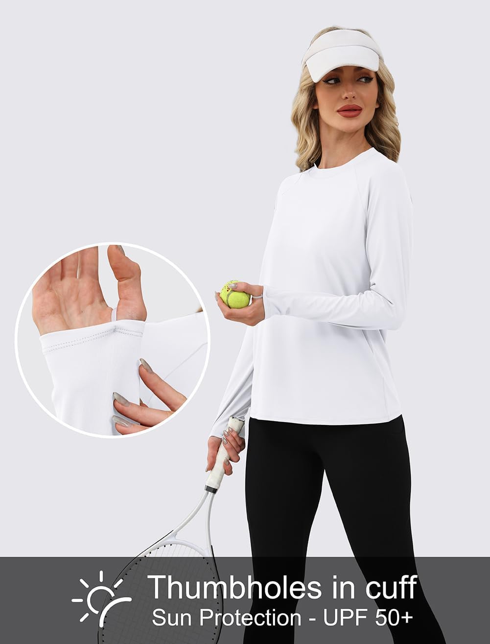 WIHOLL Long Sleeve Workout Tops for Women - UPF 50+ UV Protection, Quick Dry Athletic Shirt