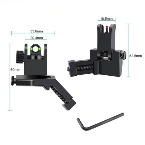 PRISM PIONT Front and Rear Flip-up Rapid Folding 45-Degree Tilt Iron Optical Fiber Sight Scope