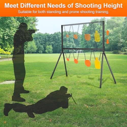 GADFISH Steel Target Stand System - Complete Outdoor Shooting Kit with 3/8 Inch AR500 Targets & Adjustable Height