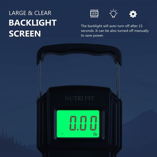 Nutri Fit Digital Luggage Weight Scale - Handheld Suitcase Weigher with Hook & Measuring Tape, 165lb/75kg