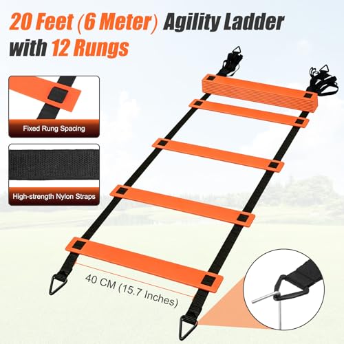 Speed & Agility Training Ladder and Hurdles Set for Soccer and Sports Drills