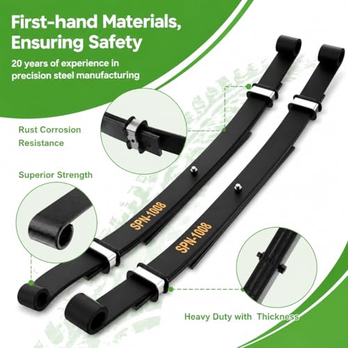 Black 10L0L Golf Cart Rear Leaf Spring for Club Car DS 1981-Up - Heavy Duty 3-Leaf Set
