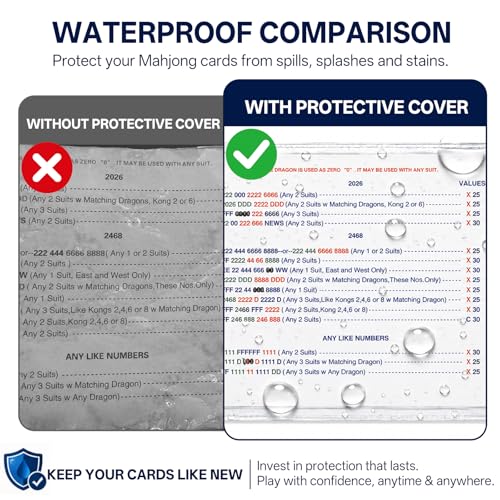 Large Size Mahjong Card Sleeves 4 Pack Clear Protective Covers for American Score Cards