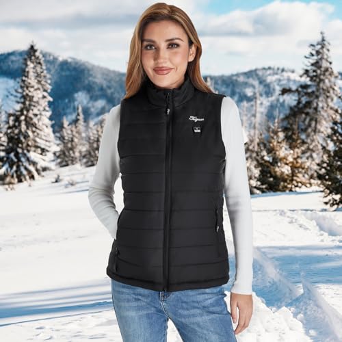 Women's Heated Vest with Battery Pack Small Black - Warm Outdoor Clothing