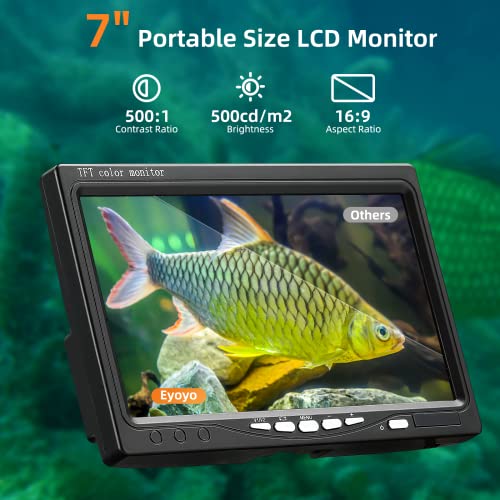 Eyoyo Underwater Fishing Camera 7 inch LCD Monitor Fish Finder 1000TVL 15m/49ft