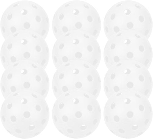 Spunspon 12 Pack Pickleball Balls, 40 Holes Outdoor Pickleballs, High Elasticity & Durable Pickle Balls for All Style Pickleball Paddles (White)