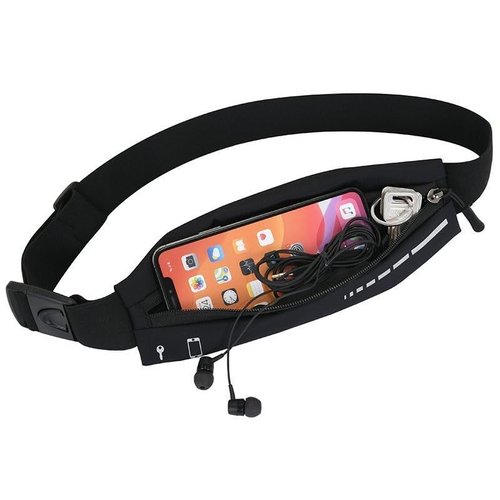 2 Pack Running Belt Slim Pack for Women Men, Phone Holder Runners Pouch Waist Belt for Workout Jogging, Money Belt Running Gift Gear Accessories, Black, One Size, Fashion (Black)