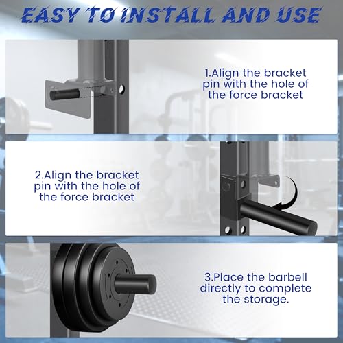 EVERYMATE 3x3 Inch Power Rack & Squat Rack Attachments with 1" Hole – 4 Pack Olympic Weight Plate Holders for 2" Plates