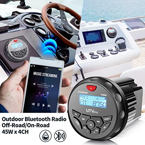 Marine Bluetooth Radio Stereo for Boats & UTVs with AM FM Tuner & USB
